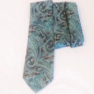 Adolfo Paisley Print Green‎ Tie